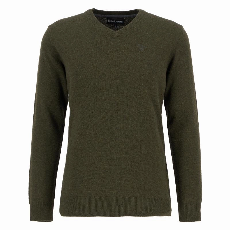 Instant Savings Inside Barbour Essential Lambswool Mens V Neck Jumper - Seaweed