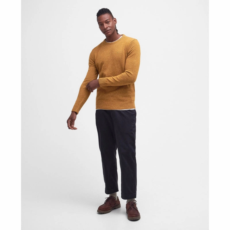 Grab the Deal Now Barbour Essential Tisbury Mens Lambswool Crew Neck Jumper - Copper