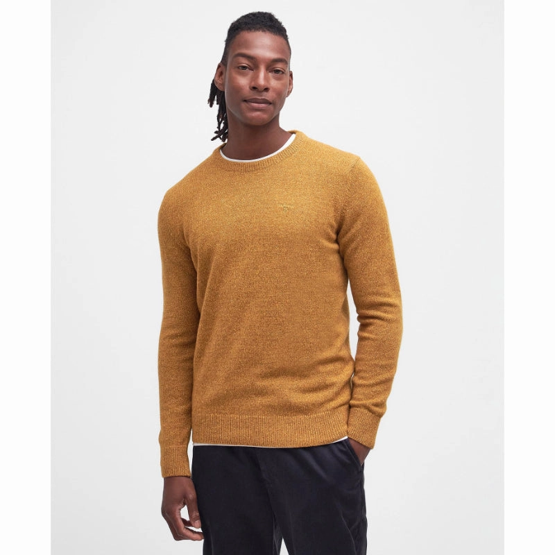 Barbour Essential Tisbury Mens Lambswool Crew Neck Jumper - Copper Instant Savings Inside