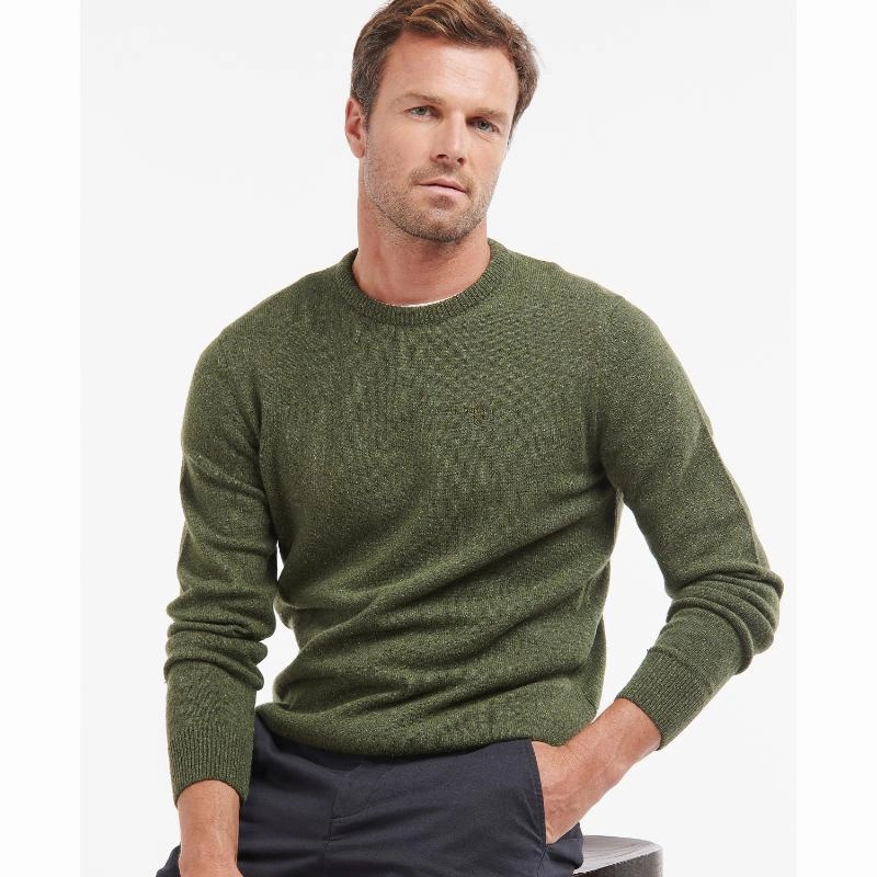 MustHave Deal Barbour Essential Tisbury Mens Lambswool Crew Neck Jumper - Forest