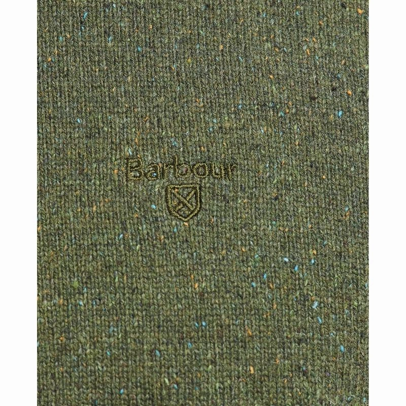 Steal Todays Offer Barbour Essential Tisbury Mens Lambswool Crew Neck Jumper - Forest