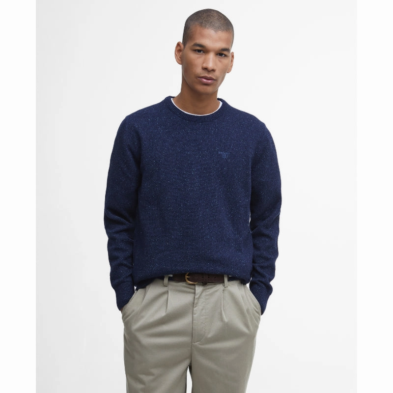 Barbour Essential Tisbury Mens Lambswool Crew Neck Jumper - Navy Hot Pick Deal