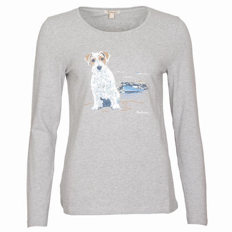 Barbour Fareham Ladies Long Sleeve T-Shirt - Light Grey Marl Hot Pick Online Trending Today Steal