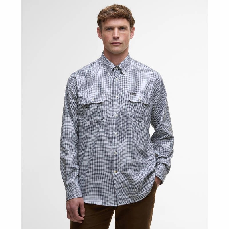 Barbour Fenn Regular Thermo Weave Mens Gingham Shirt - Mallard Green Hot Pick Sale Last Chance Steal