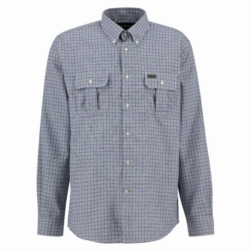 Trending Now Discount Save More Now Barbour Fenn Regular Thermo Weave Mens Gingham Shirt - Mallard Green