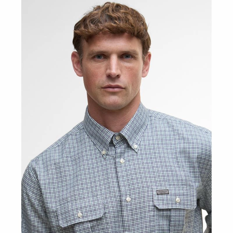 New Arrival Discount Dont Miss Hot Deals Barbour Fenn Regular Thermo Weave Mens Gingham Shirt - Mallard Green