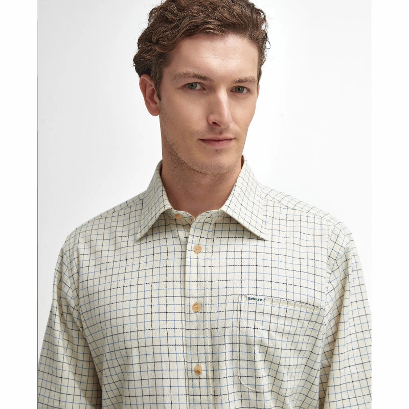 Daily Hot Deal Barbour Field Tattersall Classic Collar Mens Shirt - Blue