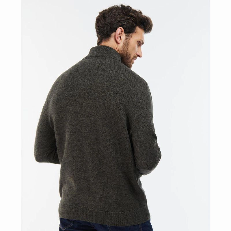 Exclusive Deal Inside Barbour Firle Cotton Cashmere Mens 1/4 Zip Jumper - Olive Marl