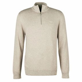 Barbour Firle Cotton Cashmere Mens 1/4 Zip Jumper - Stone Marl Mega Discount Today Save More Now