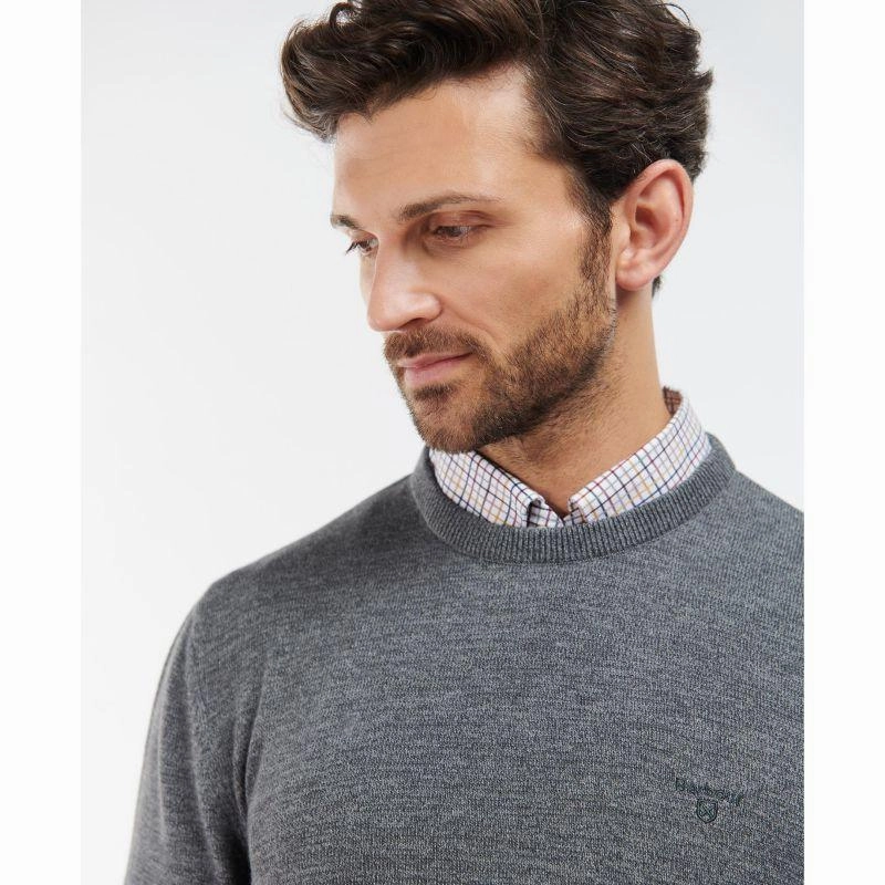 Price Drop Alert Deal Frenzy Today Barbour Firle Cotton Cashmere Mens Crew Neck Jumper - Grey Marl