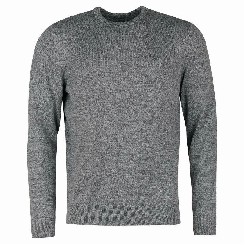 Barbour Firle Cotton Cashmere Mens Crew Neck Jumper - Grey Marl Hot Deal Alert