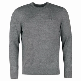 Barbour Firle Cotton Cashmere Mens Crew Neck Jumper - Grey Marl Hot Deal Alert