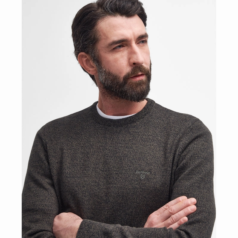 Barbour Firle Cotton Cashmere Mens Crew Neck Jumper - Olive Marl Mega Sale Now Limited Time Hot Deal