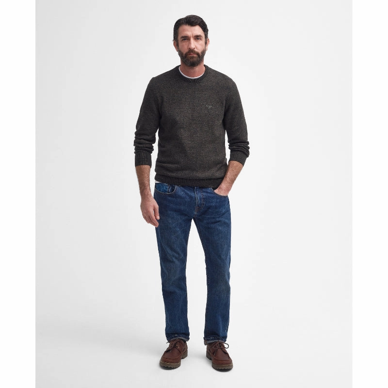 Shop Save Today Clearance Alert Now Barbour Firle Cotton Cashmere Mens Crew Neck Jumper - Olive Marl