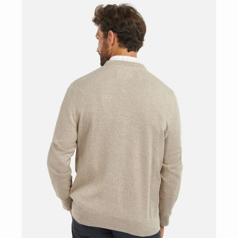 Clearance Sale Now Trending Now Offer Barbour Firle Cotton Cashmere Mens Crew Neck Jumper - Stone Marl
