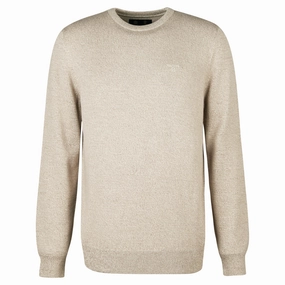 Barbour Firle Cotton Cashmere Mens Crew Neck Jumper - Stone Marl Hot Savings Alert Todays Special Picks
