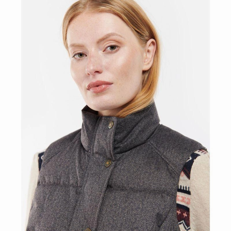 Barbour Foxglove Ladies Baffle Gilet - Hessian Best Deal Online