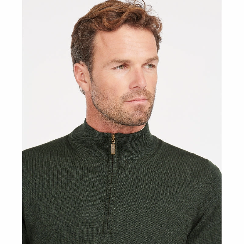 Barbour Gamlin Mens Waterproof Merino 1/2 Zip Jumper - Olive Sale Ending Soon Best Deal Alert