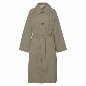 Clearance Steal Today Barbour Garbo Ladies Showerproof Trench Coat - Dusky Green/Rosemary Tartan