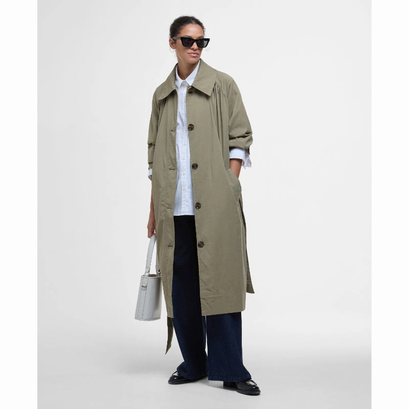 Dont Miss This Offer Flash Sale Alert Barbour Garbo Ladies Showerproof Trench Coat - Dusky Green/Rosemary Tartan