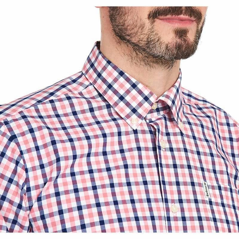 Barbour Gingham 15 Regular Fit Mens Shirt - Pink Grab It Now Clearance Sale
