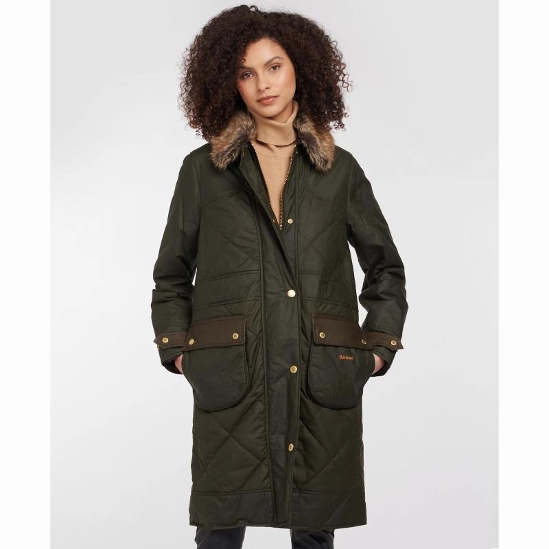 Barbour Golspie Ladies Quilted Wax Jacket - Archive Olive/ Classic Hot Item Clearance Today Only Hot Sale