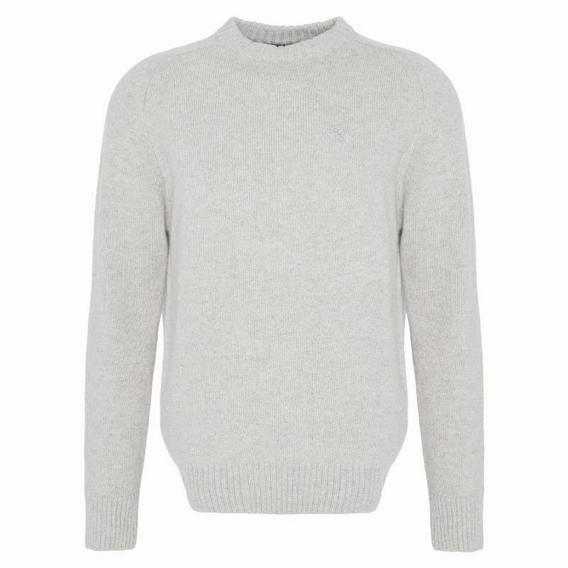 Special Deal Frenzy Barbour Grangetown Mens Crew Neck Jumper - Light Grey