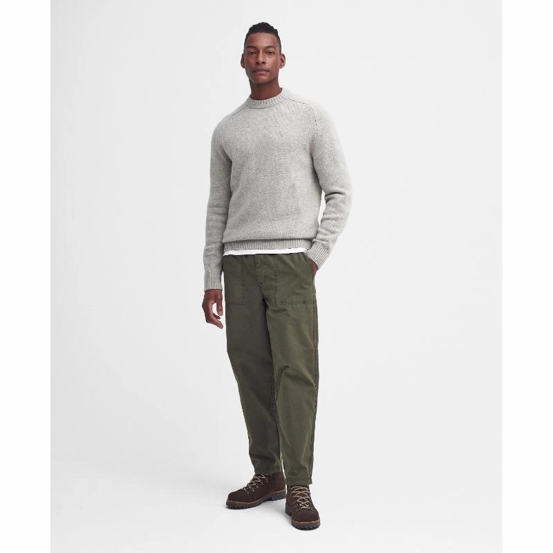 Barbour Grangetown Mens Crew Neck Jumper - Light Grey Limited Stock Alert