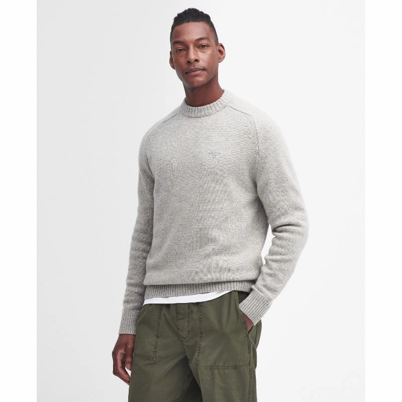 Limited Stock Alert Barbour Grangetown Mens Crew Neck Jumper - Light Grey