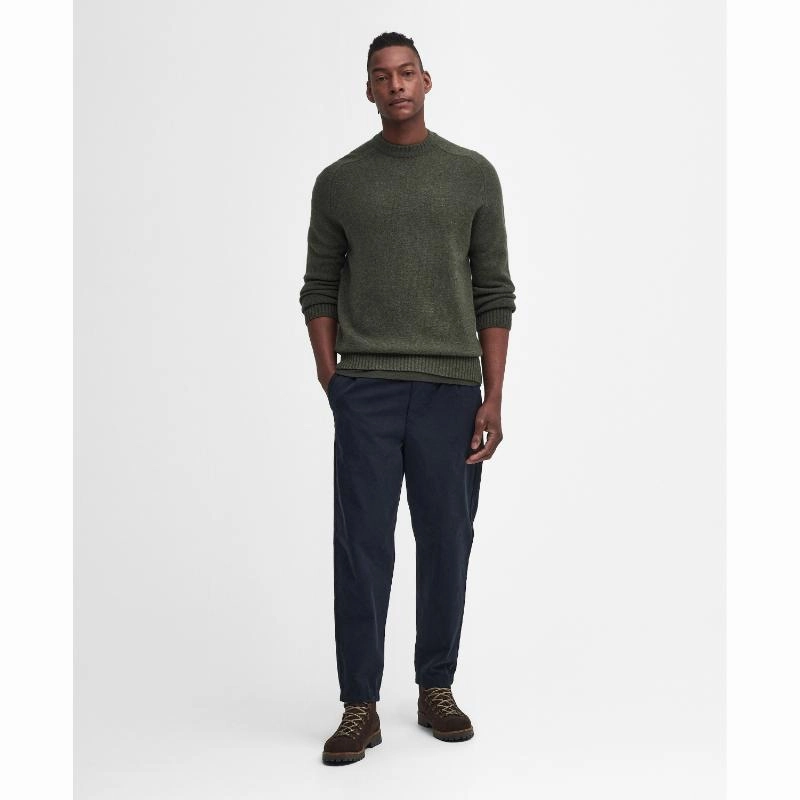Instant Savings Deal Shop Now Save Barbour Grangetown Mens Crew Neck Jumper - Mid Olive