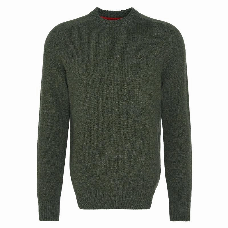 Barbour Grangetown Mens Crew Neck Jumper - Mid Olive Limited Stock Offer