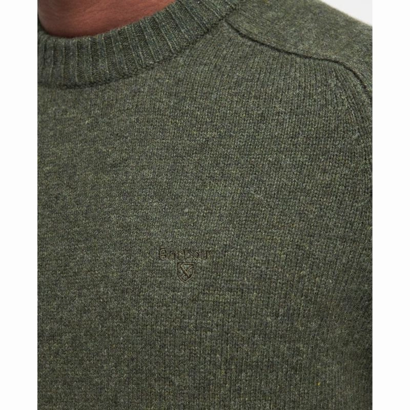 Barbour Grangetown Mens Crew Neck Jumper - Mid Olive Limited Offer Alert