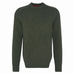 Barbour Grangetown Mens Crew Neck Jumper - Mid Olive Limited Stock Offer