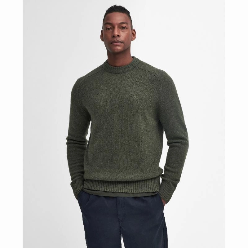 MustHave Deal Barbour Grangetown Mens Crew Neck Jumper - Mid Olive