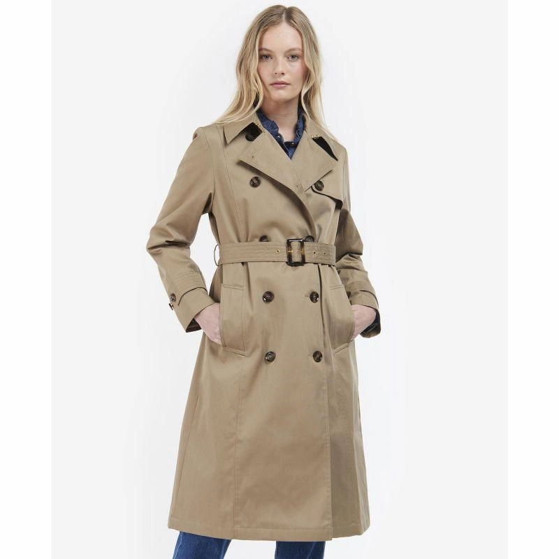 Todays Special Savings Clearance Event Alert Barbour Greta Ladies Showerproof Trench - Rosewood/Rosewood Tartan