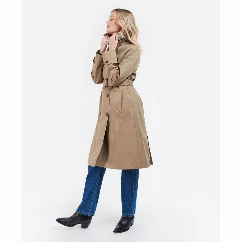 Todays Special Picks Barbour Greta Ladies Showerproof Trench - Rosewood/Rosewood Tartan