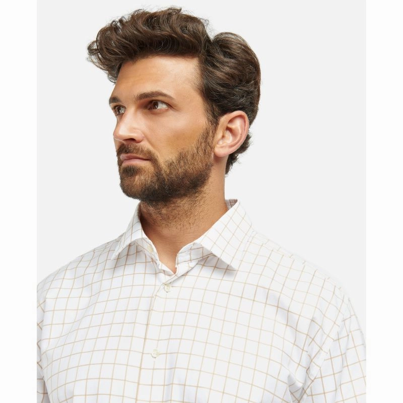 Clearance Blowout Barbour Hanstead Mens Country Active Regular Fit Shirt - Stone