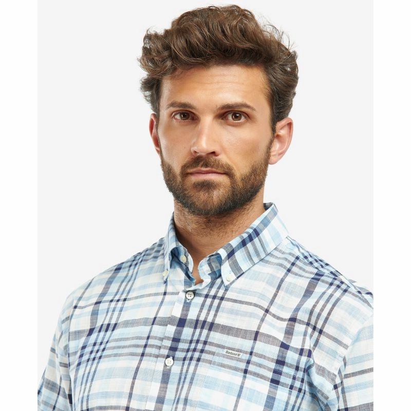 Shop Hot Deals Exclusive Holiday Deal Barbour Hartley Regular Fit Mens Shirt - Sky