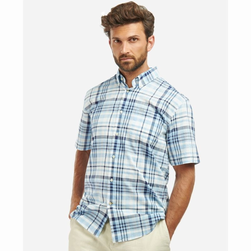 Barbour Hartley Regular Fit Mens Shirt - Sky Daily Special Offer