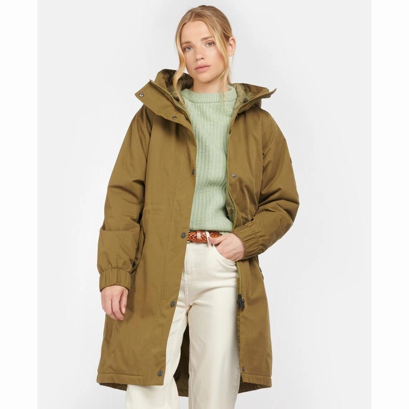 Hot Deals Today Special Occasion Discount Barbour Hauxley Ladies Waterproof Jacket - Nori Green/Dusky Green