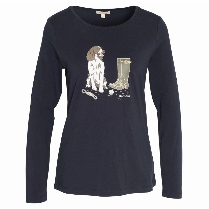 Barbour Hedley Ladies Long Sleeve T-Shirt - Navy Shop Smart Deals Shop Grab Savings