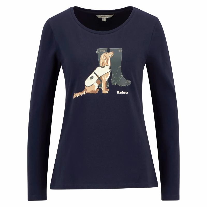 Daily Clearance Deal Dont Miss This Steal Barbour Hedley Long Sleeve Ladies T-Shirt - Navy