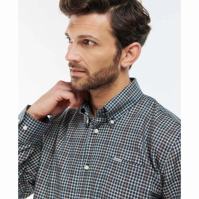Barbour Henderson Thermo Weave Mens Shirt - Navy Special Savings Today