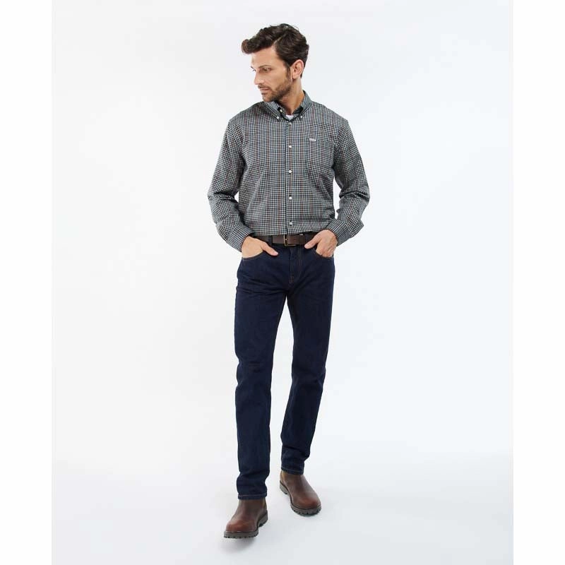 Barbour Henderson Thermo Weave Mens Shirt - Navy Todays Special Savings