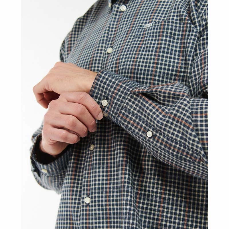 Daily Clearance Deal Barbour Henderson Thermo Weave Mens Shirt - Navy