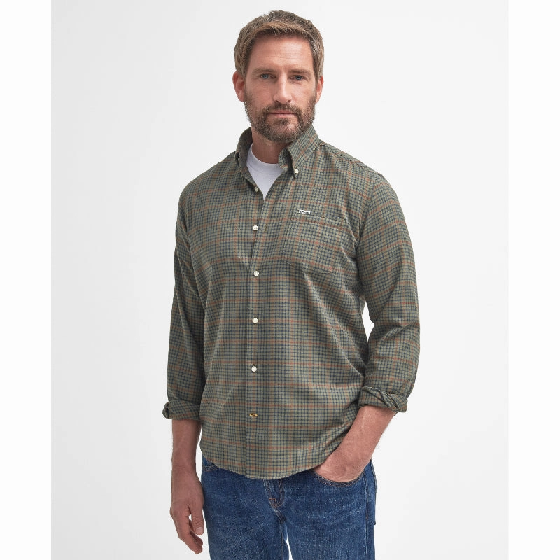 Barbour Henderson Thermo Weave Mens Shirt - Olive Today Only Discount