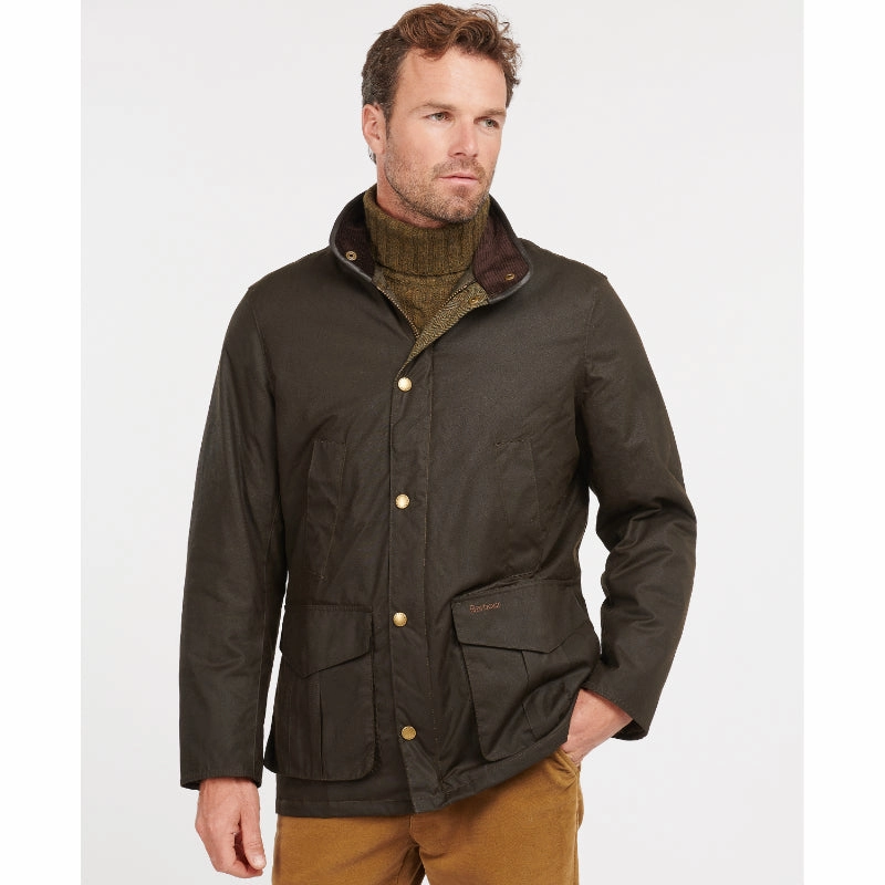 Barbour Hereford Mens Wax Jacket - Olive Big Hot Sale Hot Price Drop