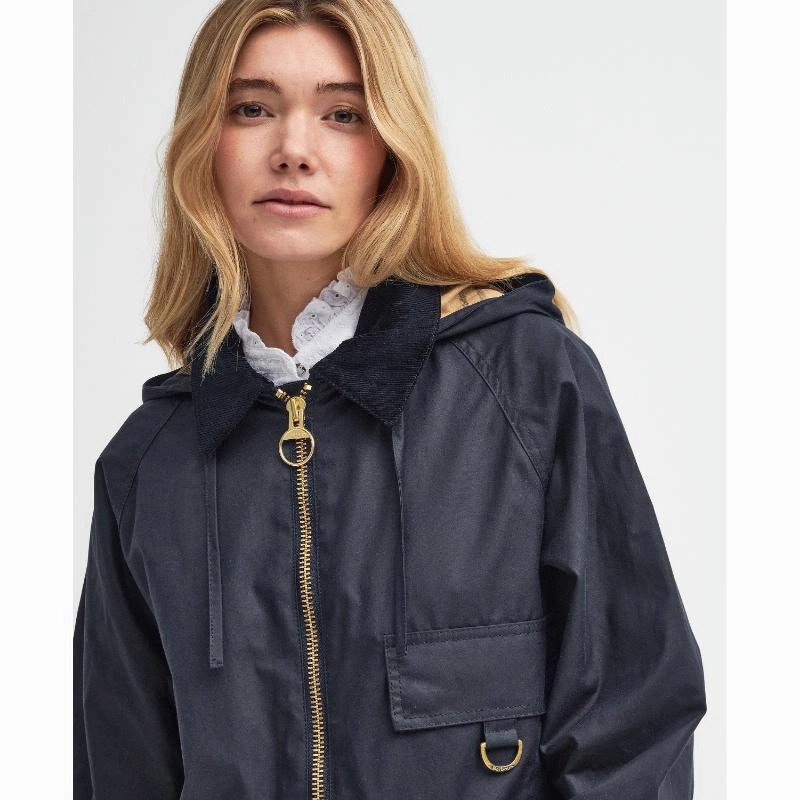 Barbour Highclere Ladies Wax Jacket - Navy Flash Deal Alert Daily Special Offer