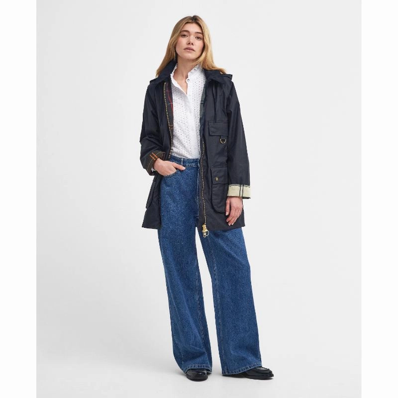 Shop Grab Offer Barbour Highclere Ladies Wax Jacket - Navy