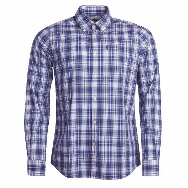 Clearance Event Barbour Highland 3 Tailored Fit Mens Shirt - Mid Blue